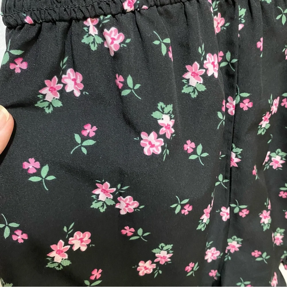 Star Ride Romper Charming Floral Kids Romper Black Pink Smocked Pockets - Picture 9 of 14